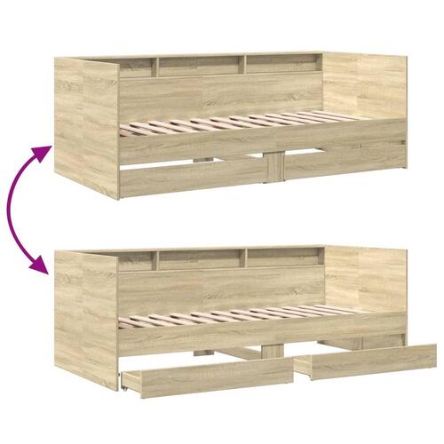 Daybed med skuffer uden madras 75x190 cm sonoma-eg
