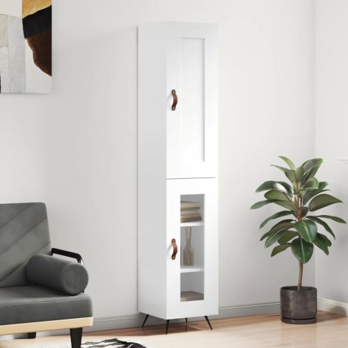 Højskab med glaslåger 34,5 x 34 x 180 cm - hvid