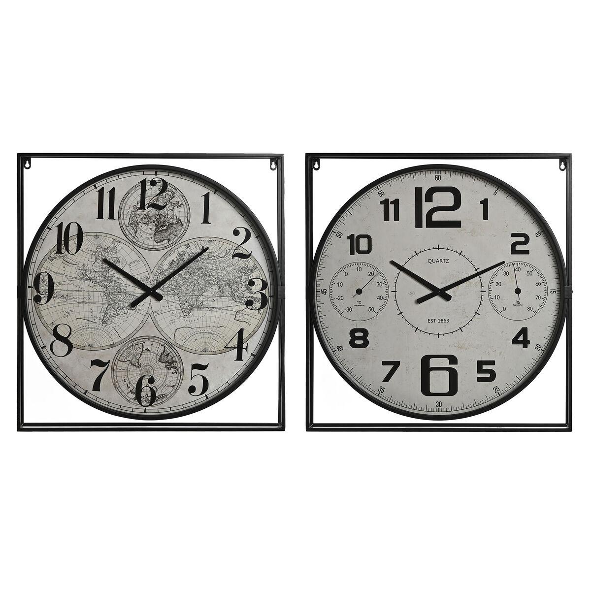 Vægur Home Esprit Hvid Sort Metal Træ Mdf 62 X 6 X 65 Cm 2 Enheder
