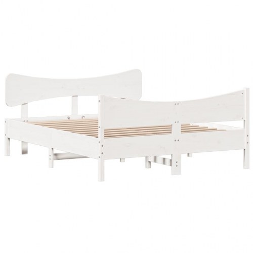 Sengeramme uden madras i massivt fyrretræ 135 x 190 cm - hvid
