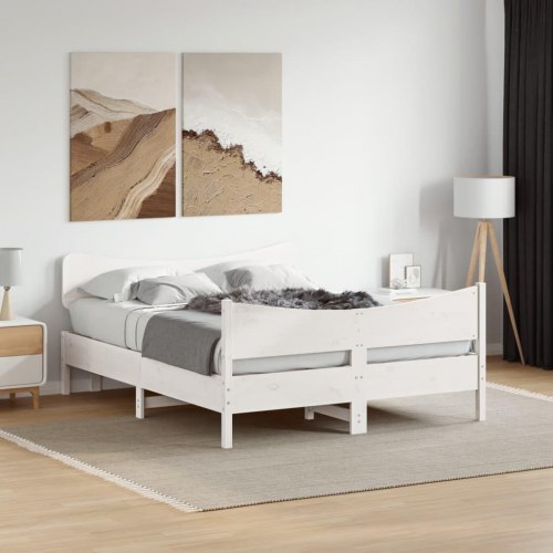 Sengeramme uden madras i massivt fyrretræ 135 x 190 cm - hvid