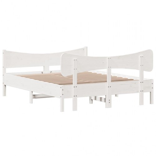 Sengeramme uden madras i massivt fyrretræ 135 x 190 cm - hvid