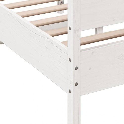 Sengeramme uden madras i massivt fyrretræ 135 x 190 cm - hvid
