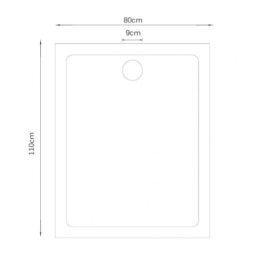 VidaX brusekar rektangulær ABS 80 x 110 cm sort