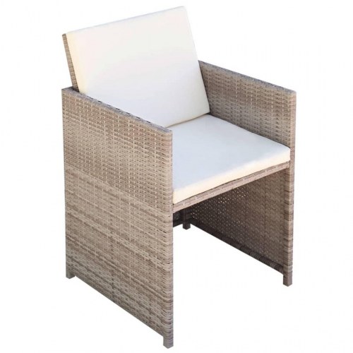 Havestole 2 stk. med hynder og puder - polyrattan, beige