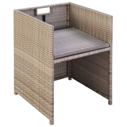 Havestole 2 stk. med hynder og puder - polyrattan, beige