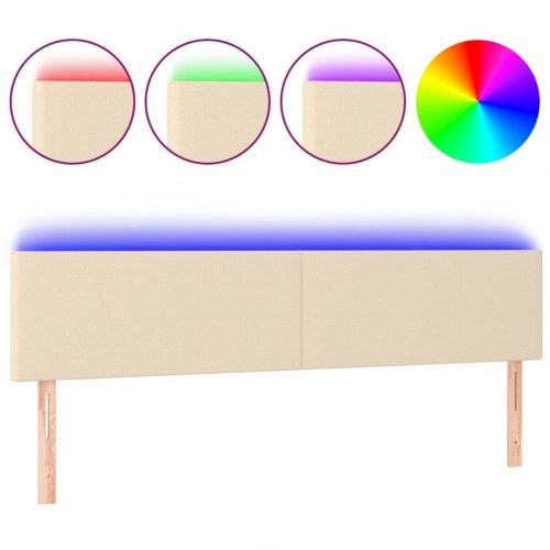Sengegavl med LED-lys 200 x 5 x 78/88 cm - cremefarvet