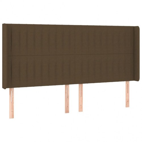 Sengegavl med kanter 183 x 16 x 118/128 cm stof mørkebrun