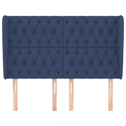 Sengegavl med kanter 147 x 23 x 118/128 cm - blå