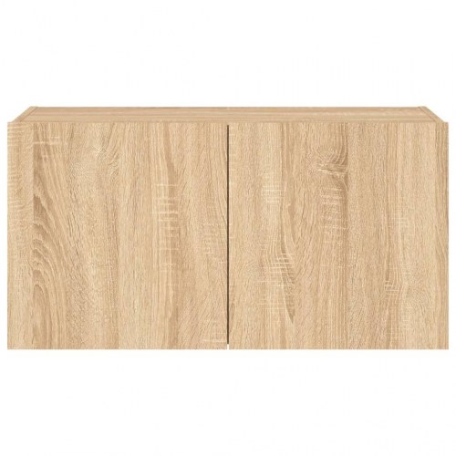 Væghængt tv-bord med LED-lys 80x35x41 cm sonoma-eg