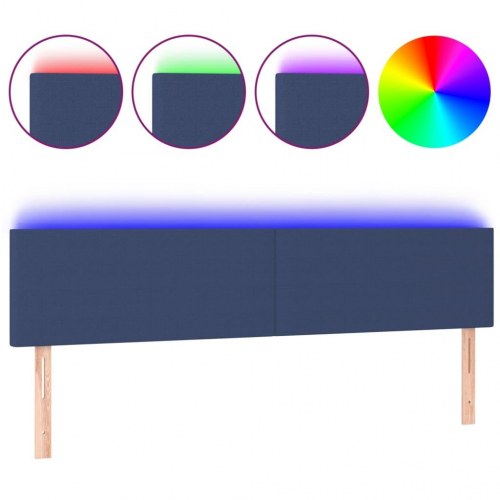 Sengegavl med LED-lys 200 x 5 x 78/88 cm - blå