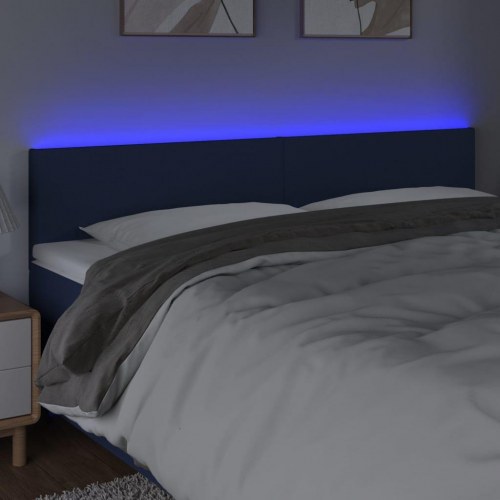 Sengegavl med LED-lys 200 x 5 x 78/88 cm - blå
