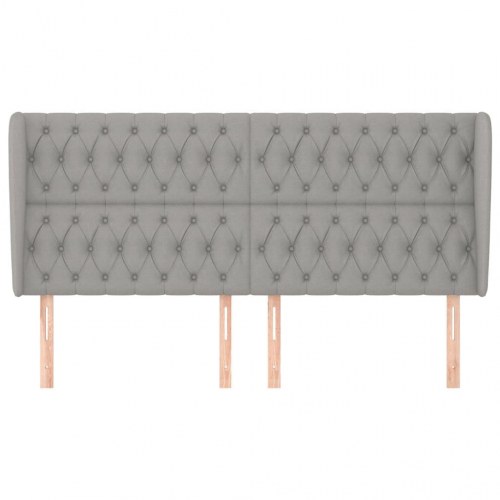 Sengegavl med kanter 183 x 23 x 118/128 cm - lysegrå