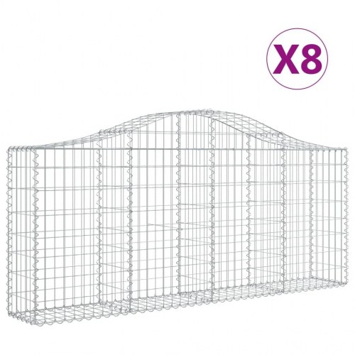 Buede gabionkurve - 8 stk. 200×30×80/100 cm i galvaniseret jern