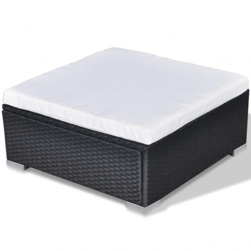 Haveloungesæt 10 dele med hynder polyrattan sort