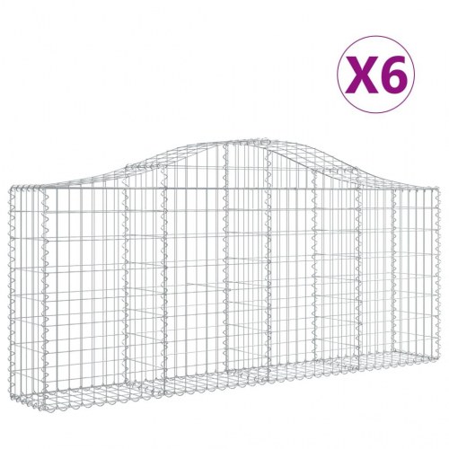 Buede gabionkurve - 6 stk. 200 × 30 × 80/100 cm i galvaniseret jern