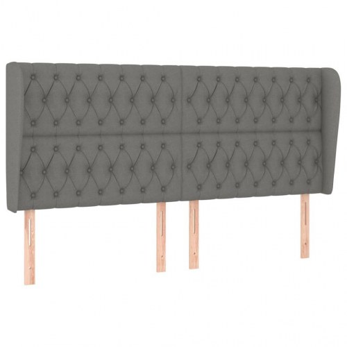 Sengegavl med kanter 183 x 23 x 118/128 cm - mørkegrå
