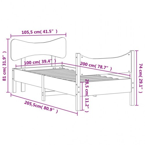 Sengeramme uden madras 100x200 cm massivt fyrretræ hvid