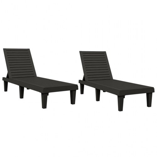 Liggestole sæt med 2 - justerbart ryglæn, polypropylen, sort 155×58×83 cm
