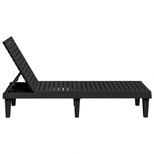 Liggestole sæt med 2 - justerbart ryglæn, polypropylen, sort 155×58×83 cm
