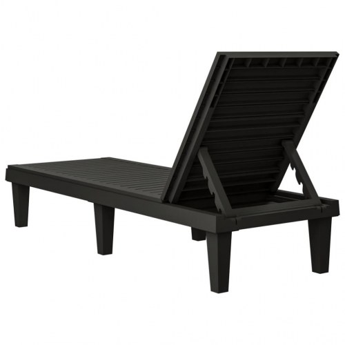 Liggestole sæt med 2 - justerbart ryglæn, polypropylen, sort 155×58×83 cm