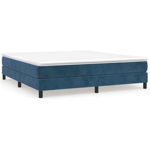 Boxspring sengeramme i fløjl - mørkeblå 160 x 200 cm