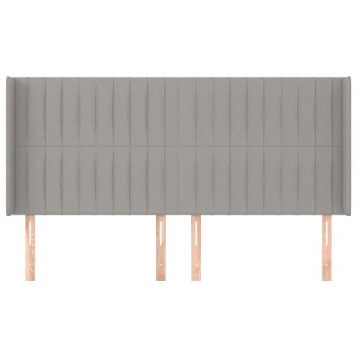 Sengegavl med kanter 203 x 16 x 118/128 cm - lysegrå