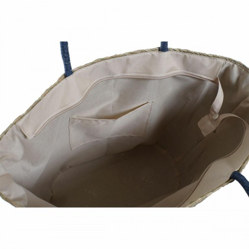 Strandtaske - Orange/Natur/Marineblå, fiber, 49 × 18 × 37 cm (2 stk.)