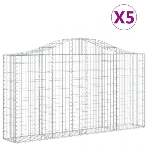Buede gabionkurve - 5 stk. 200 × 30 × 100/120 cm i galvaniseret jern