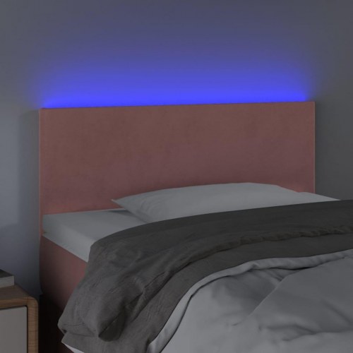 Sengegavl med LED-lys i velour 80 x 5 x 78/88 cm - lyserød