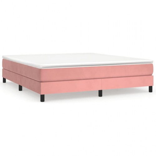 Boxspring sengeramme 160x200 cm i fløjl - lyserød