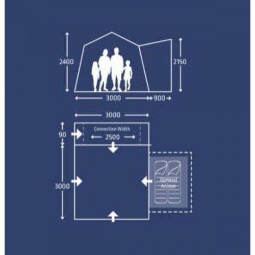 Fortelt til autocamper - Kampa Cross AIR oppustelig (390 × 240 cm)