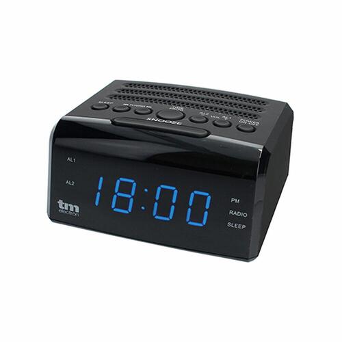 TM Electron clockradio med LED-display, PLL FM og USB - 0,5 W, sort