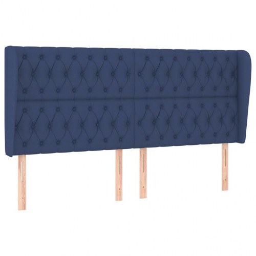 Sengegavl med kanter 183 x 23 x 118/128 cm - blå