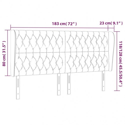 Sengegavl med kanter 183 x 23 x 118/128 cm - blå