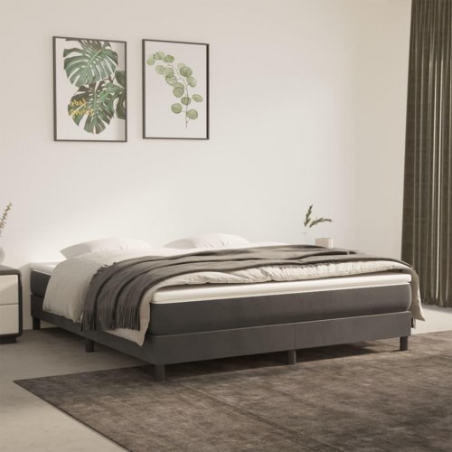 Boxspring sengeramme i fløjl - mørkegrå 180 × 200 cm