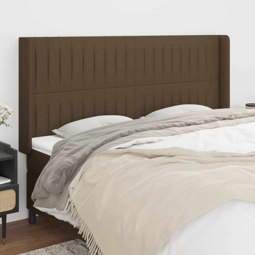 Sengegavl Med Kanter 83X16X78/128 Cm Stof - Mørkebrun / 203 x 16 x 118/128 cm