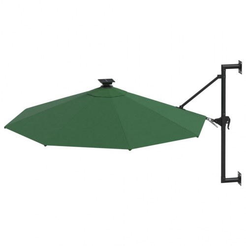 Væghængt parasol med LED-lys 300 cm - grøn