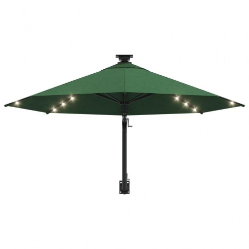 Væghængt parasol med LED-lys 300 cm - grøn