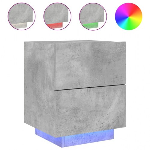 Sengebord med LED-lys - betongrå