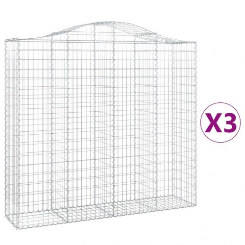 Buede gabionkurve 3 stk. 200x50x180/200 cm galvaniseret jern