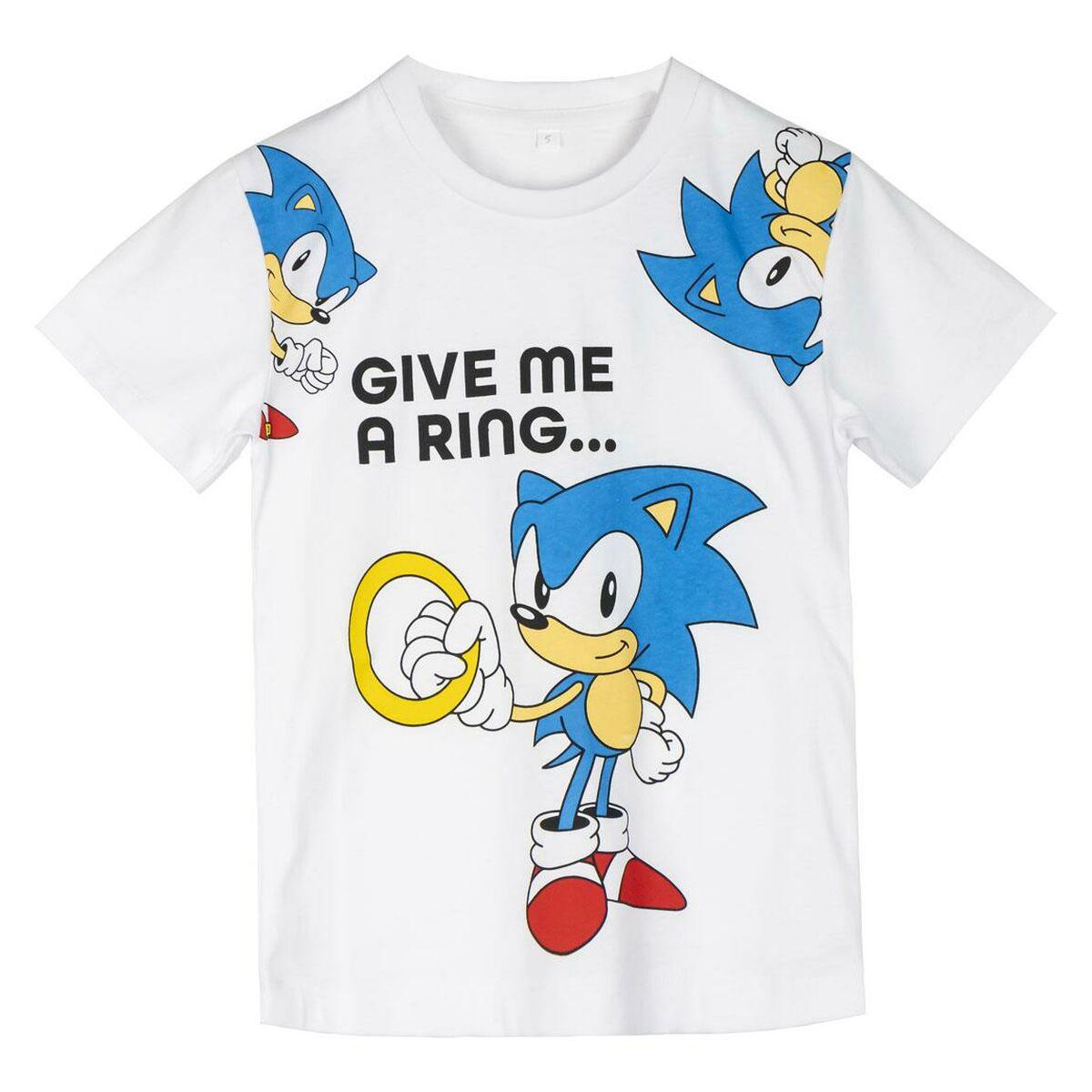 Børne Kortærmet T-shirt Sonic Hvid 6 år