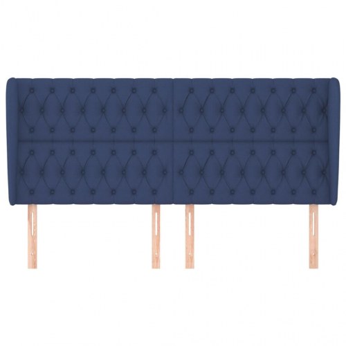 Sengegavl med kanter 203 x 23 x 118/128 cm - blå
