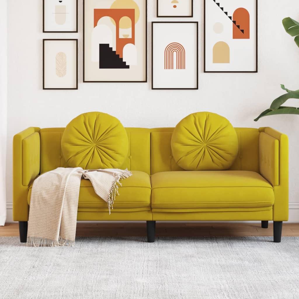 2-Personers Velour Sofa i Gul - Komfort og Stil