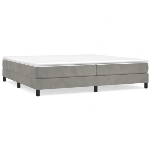 Boxspring sengeramme i fløjl - lysegrå 200×200 cm