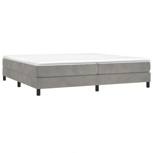 Boxspring sengeramme i fløjl - lysegrå 200×200 cm