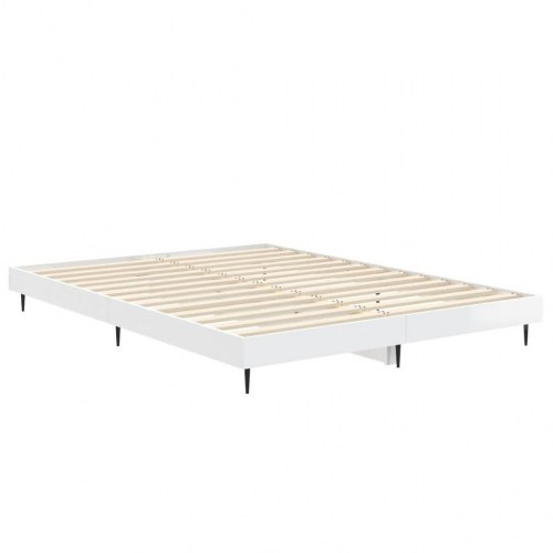Sengestel 140×190 cm i konstrueret træ - hvid højglans