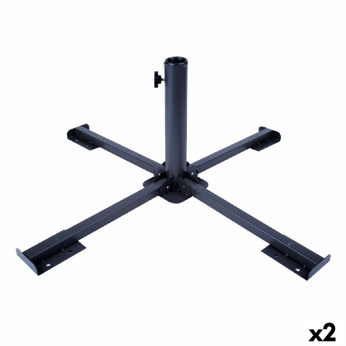 Aktive parasolfod til strandparasol - sort metal, 86 × 34 × 86 cm (2 stk.)