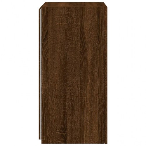 Væghængt tv-bord med LED-lys - brun egetræ, 30,5 x 35 x 70 cm
