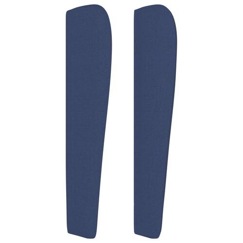 Sengegavl med kanter 83x23x118/128 cm stof blå